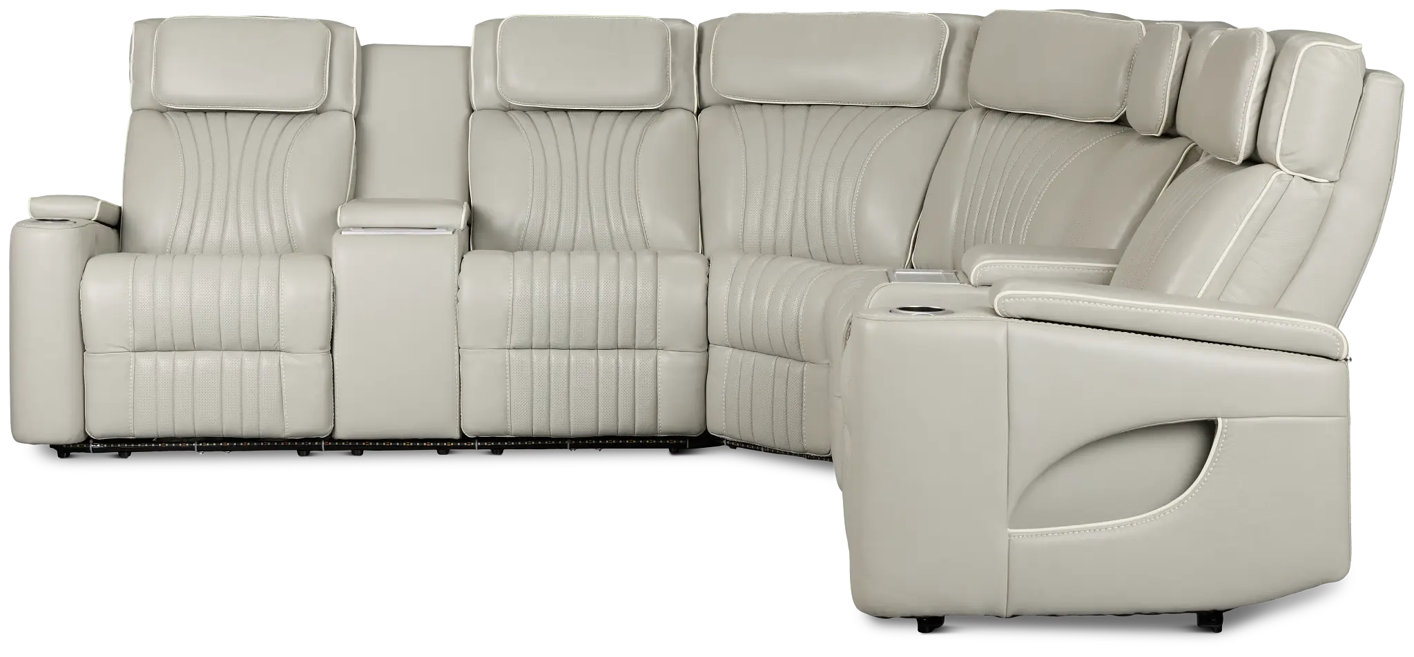 Nova Light Gray Lthr/vinyl Medium 2-arm Triple Power Massage Sectional Nova Light Gray Lthr/vinyl Medium 2-arm Triple Power Massage Sectional