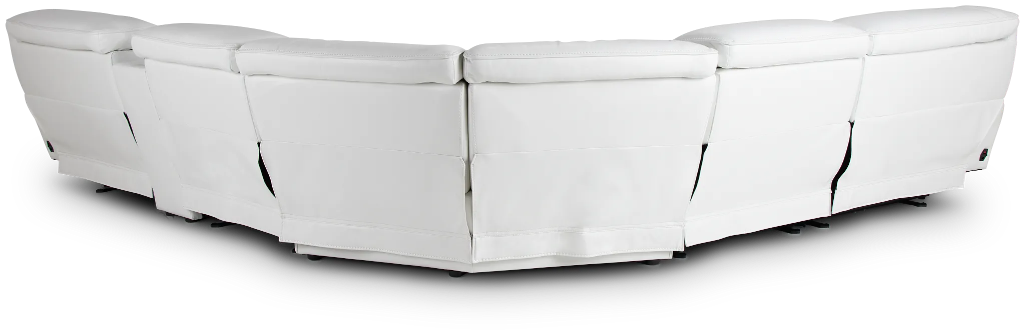 Reign White Lthr/vinyl Medium Dual Power 2-arm Reclining Sectional