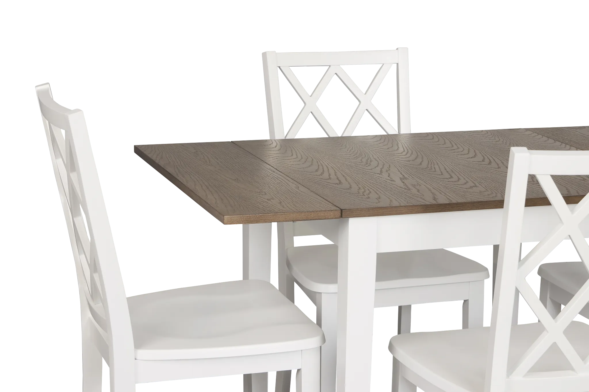 Edgartown Two-tone Rect Table & 4 White Wood Chairs
