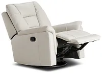 Owen Light Gray Leather Swivel Glider Recliner