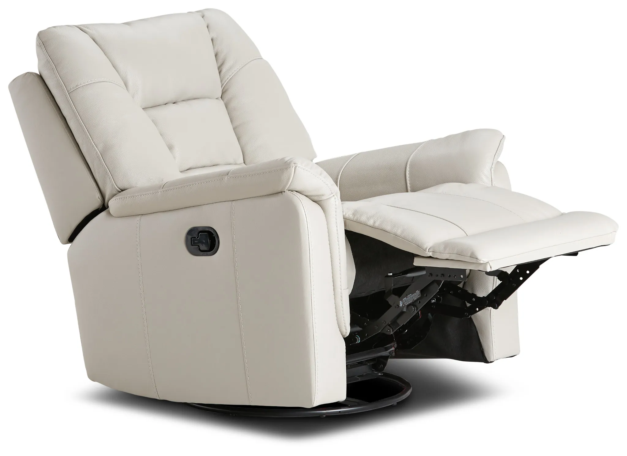 Owen Light Gray Leather Swivel Glider Recliner