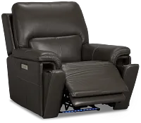 Fallon Dark Gray Leather/Vinyl Power Recliner