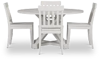 Nantucket White Pine Round Table & 4 Wood Chairs