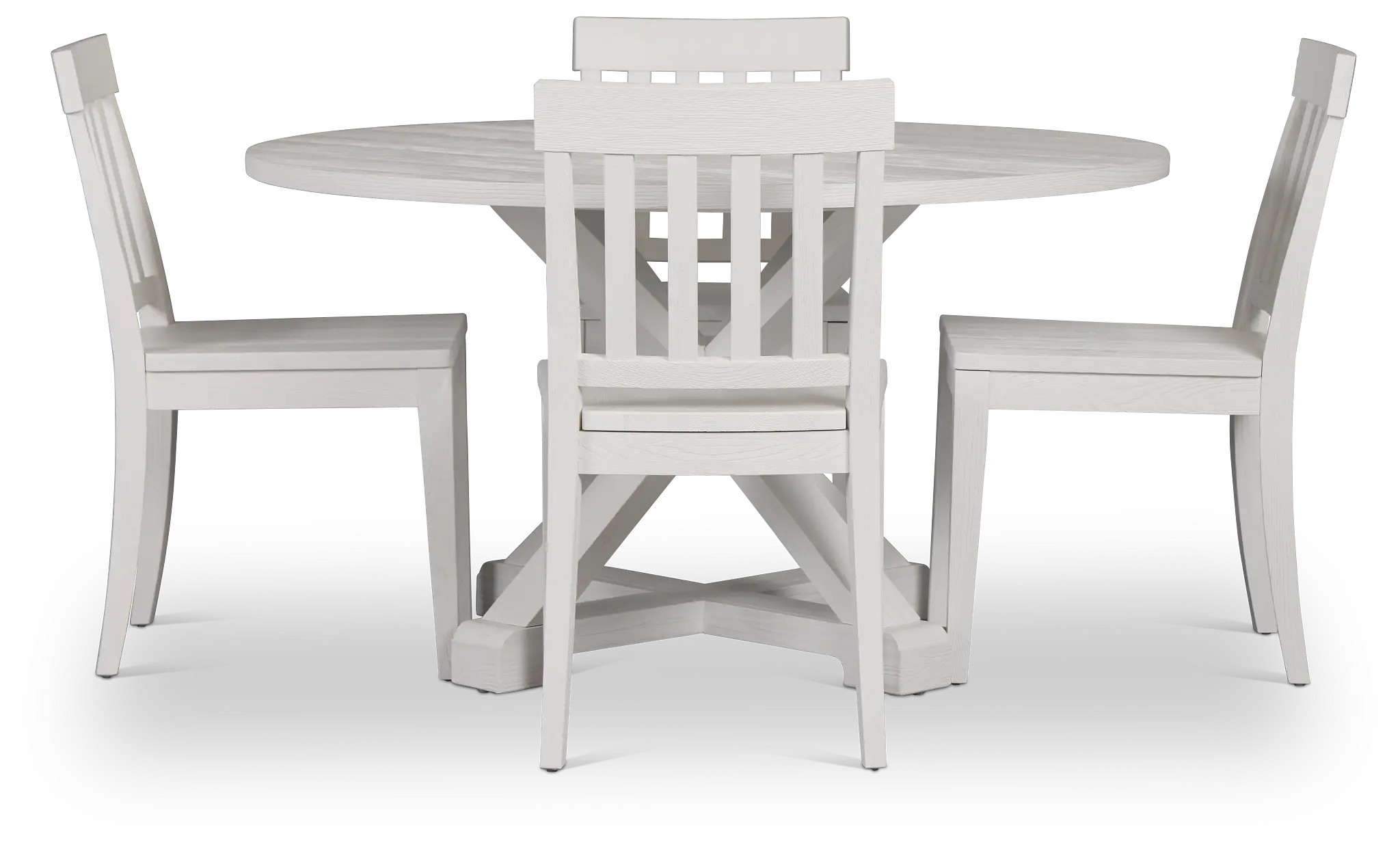 Nantucket White Pine Round Table & 4 Wood Chairs Nantucket White Pine Round Table & 4 Wood Chairs