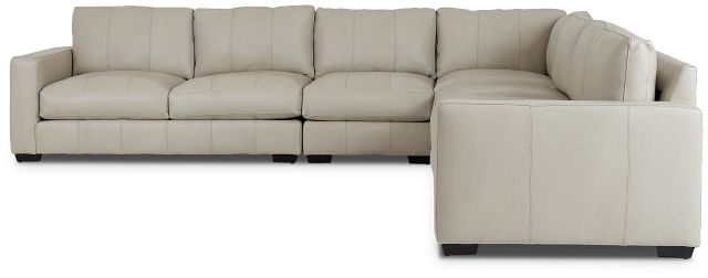 Dawkins Taupe Leather Large Two-arm Sectional