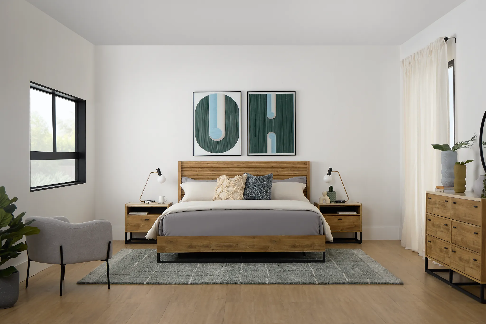 Perry Light Tone Panel Bed