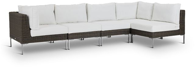 Tulum White Woven 5-piece Modular Sectional