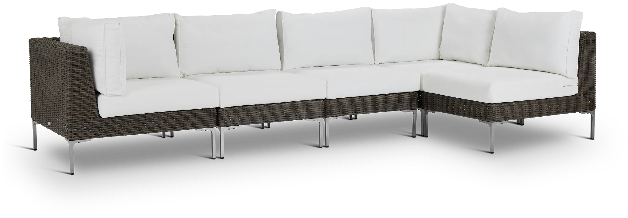 Tulum White Woven 5-piece Modular Sectional