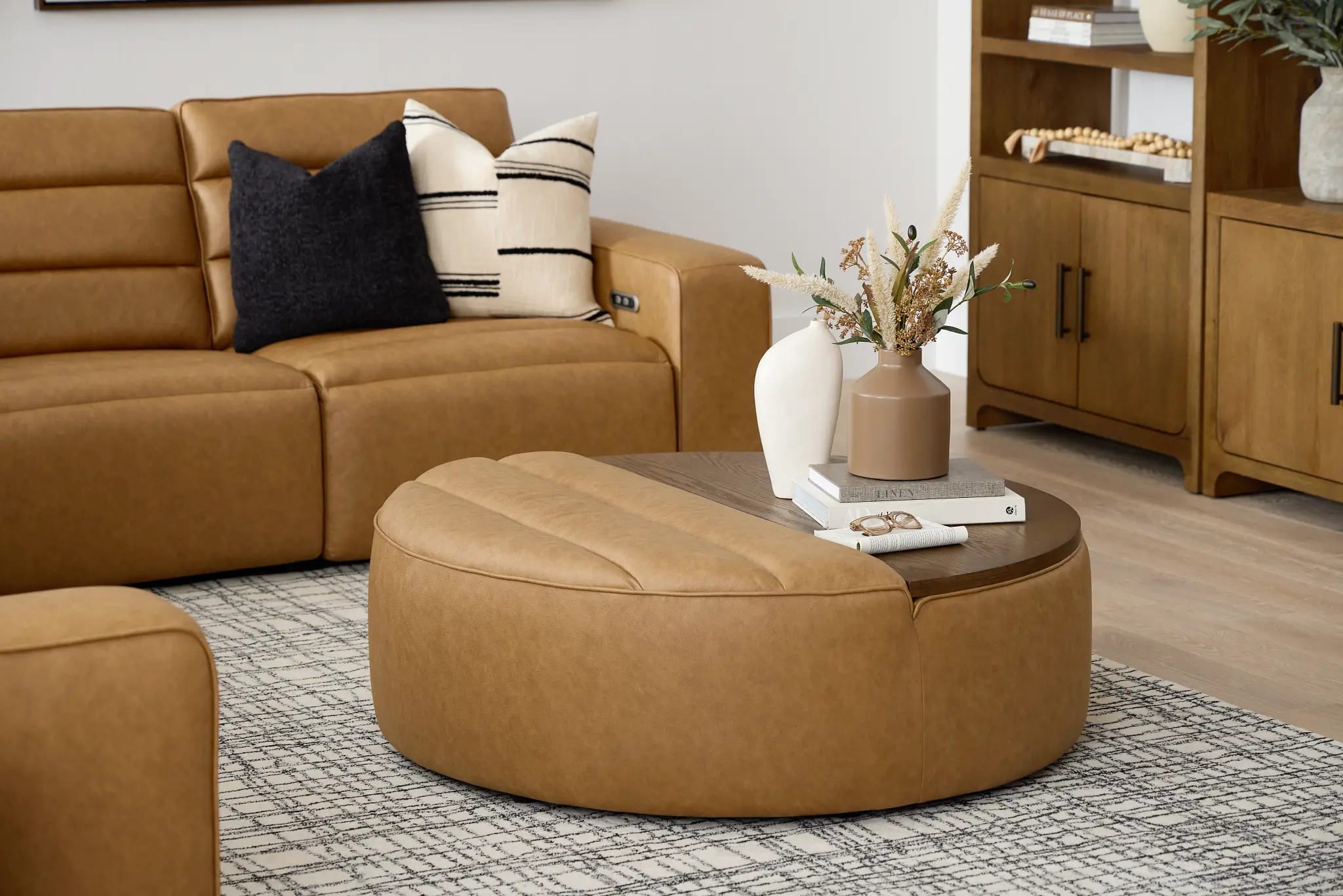 Sawyer Light Brown Micro Storage Ottoman Sawyer Light Brown Micro Storage Ottoman