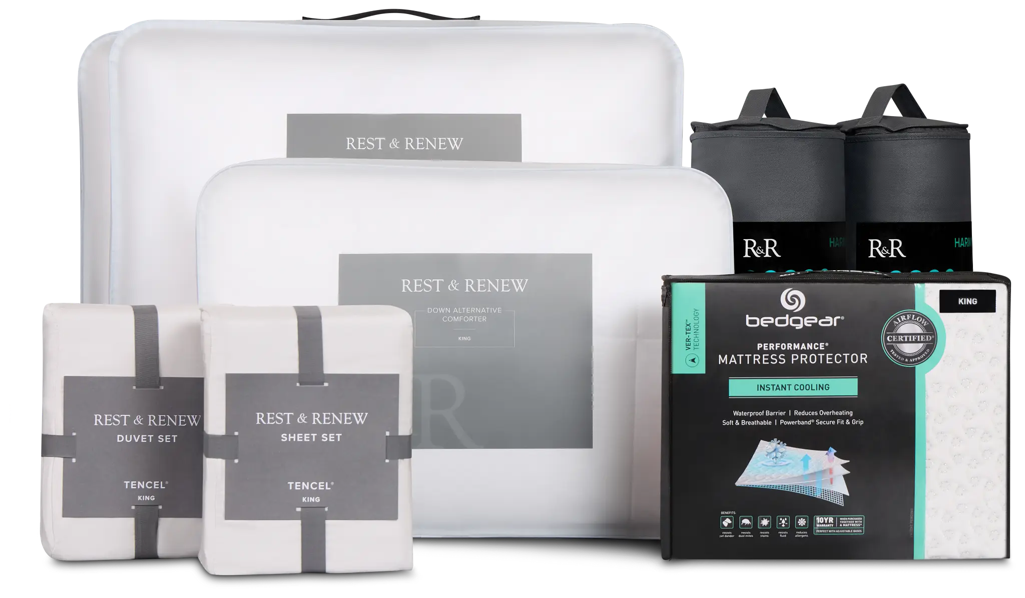 Rest & Renew Essential Plus Cooling White Sleep Bundle Rest & Renew Essential Plus Cooling White Sleep Bundle