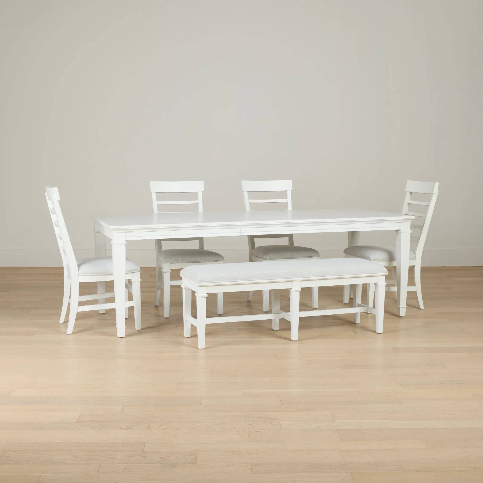 Cape Cod Ivory Rect Table, 4 Chairs & Bench