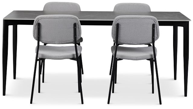 Andover Gray Rect Table & 4 Gray Upholstered Chairs