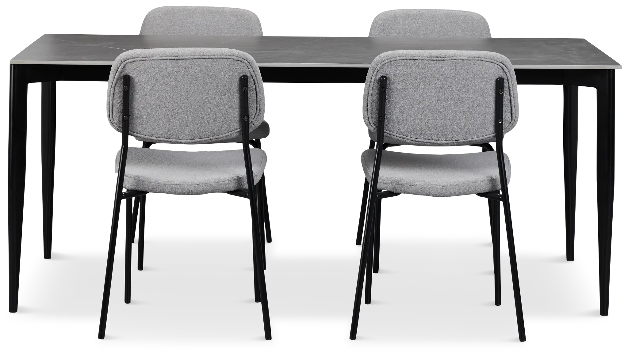 Andover Gray Rect Table & 4 Gray Upholstered Chairs Andover Gray Rect Table & 4 Gray Upholstered Chairs