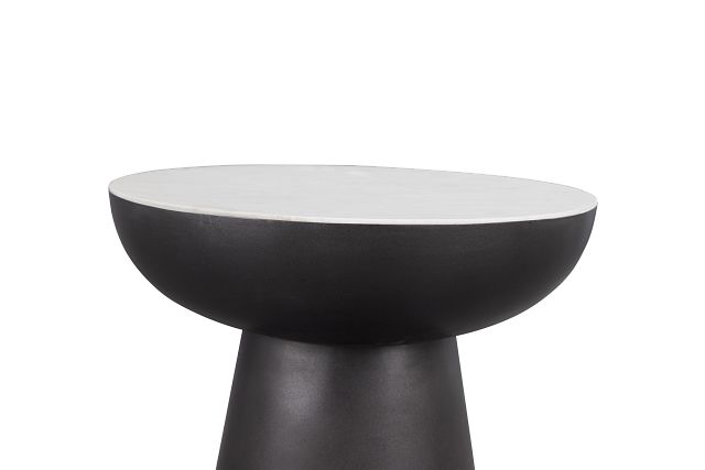 Darby White Marble Round End Table