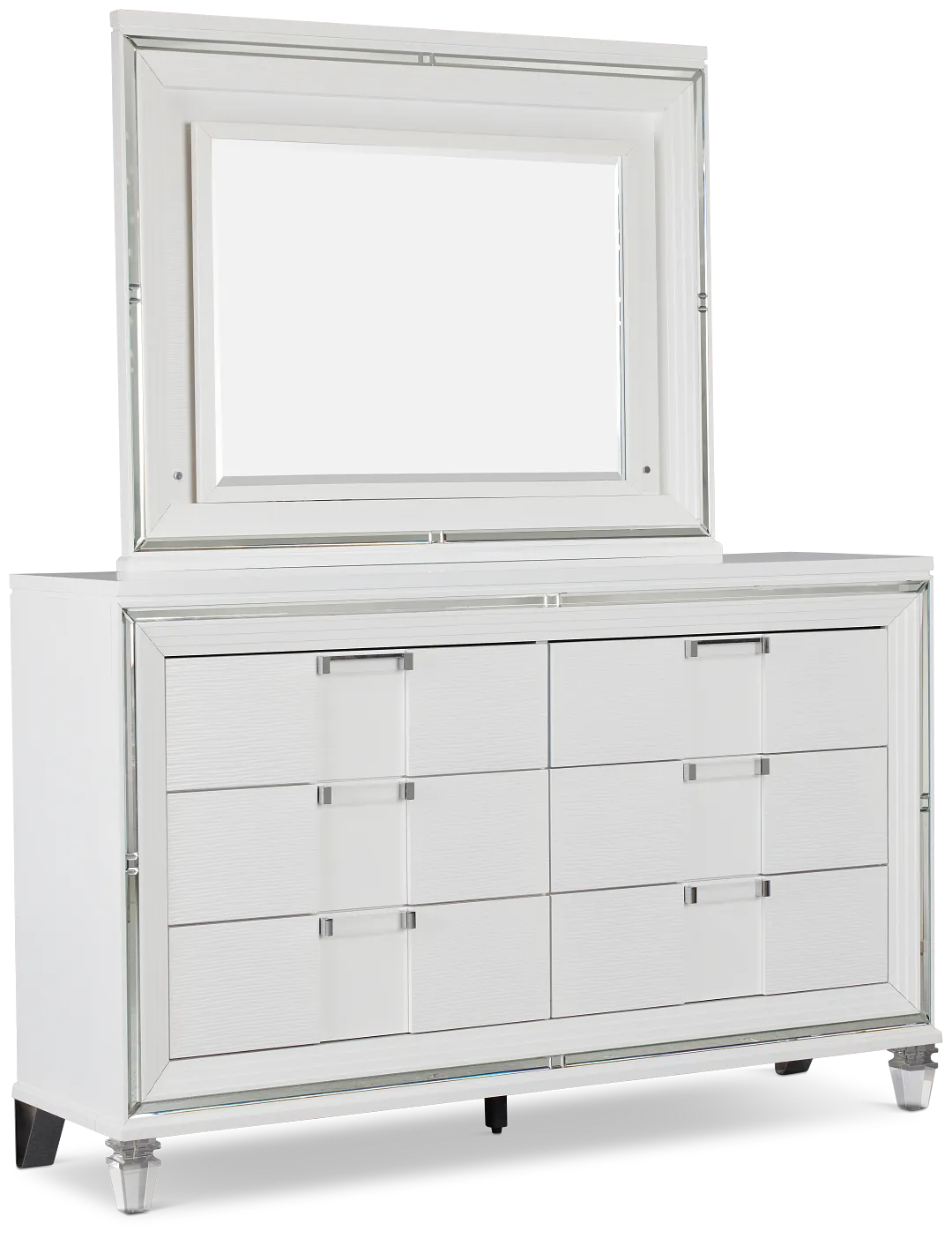Vegas White Dresser & Mirror