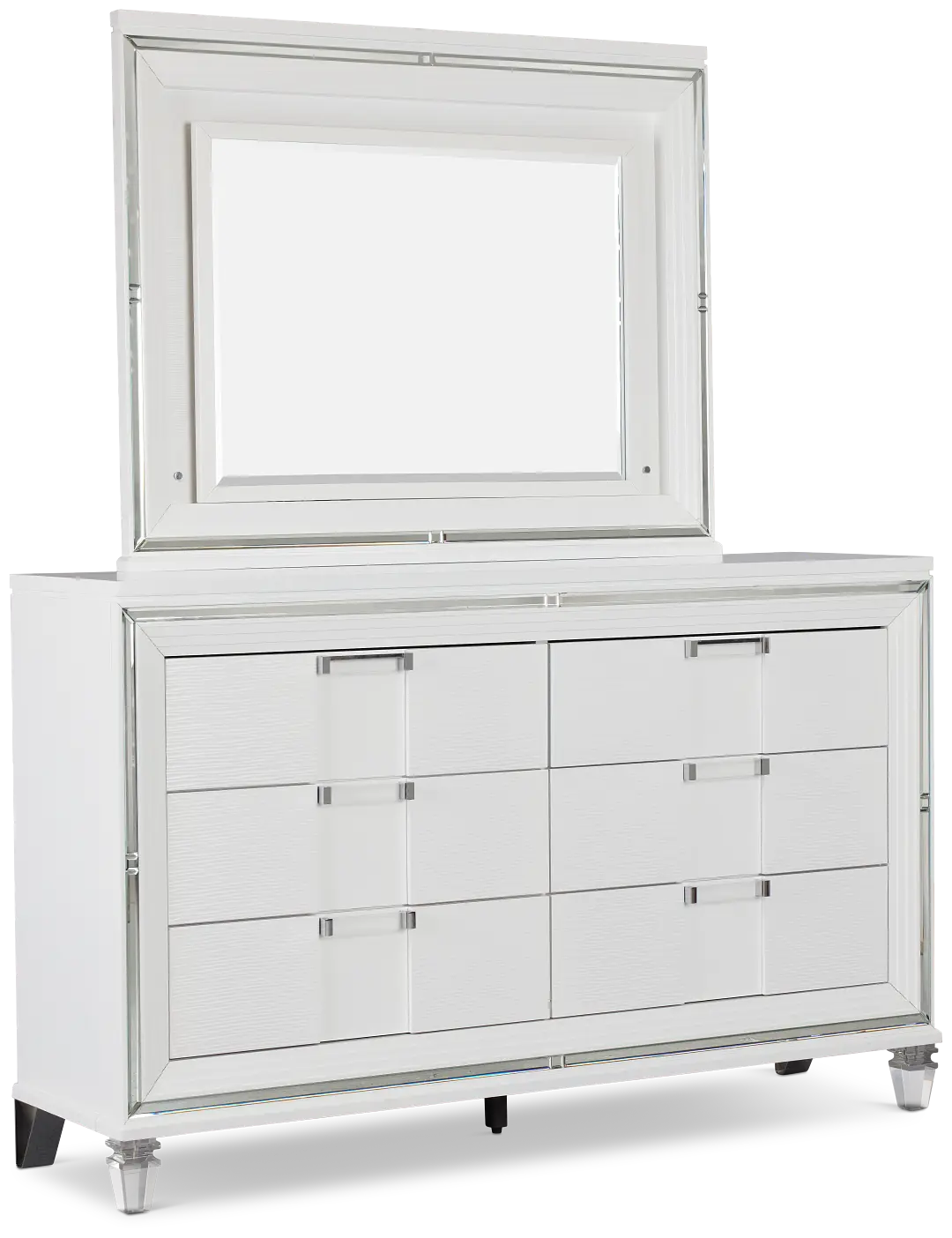 Vegas White Dresser & Mirror Vegas White Dresser & Mirror