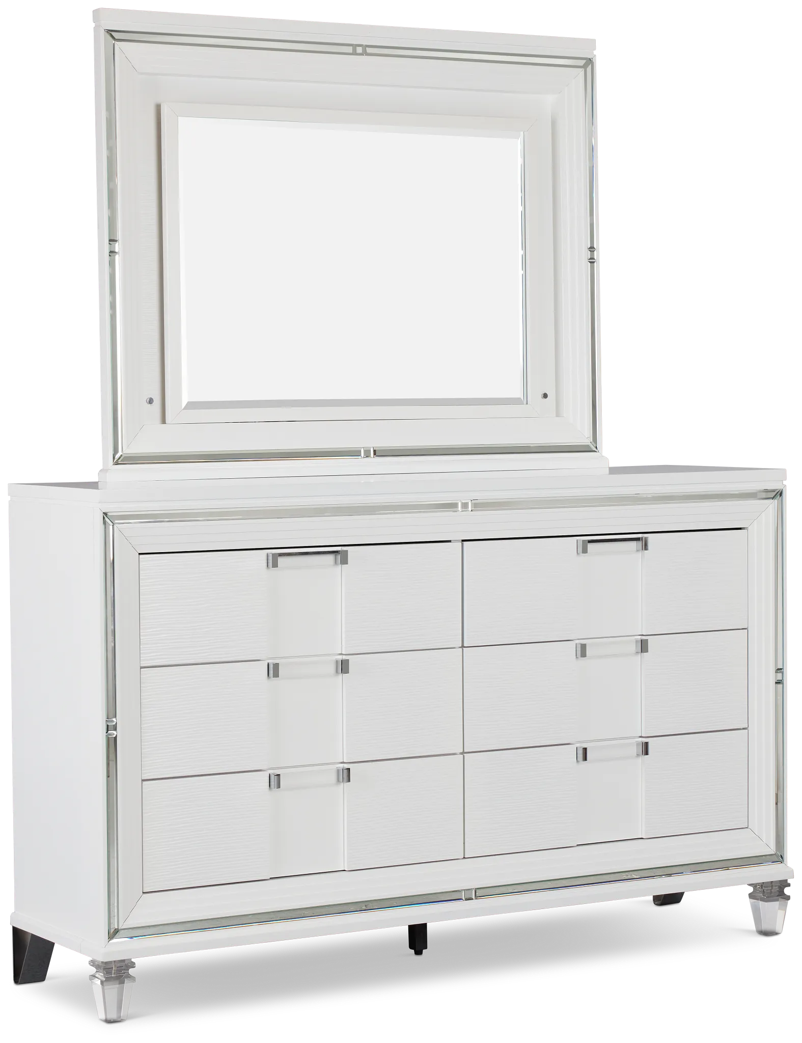 Vegas White Dresser & Mirror
