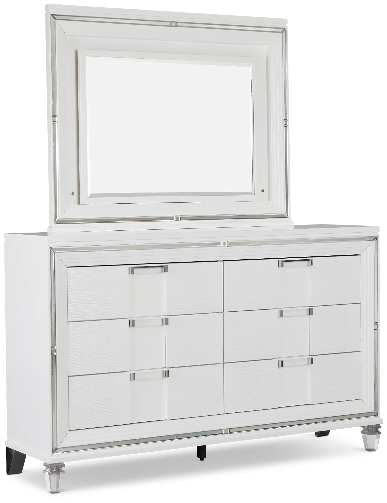 Vegas White Dresser & Mirror Vegas White Dresser & Mirror