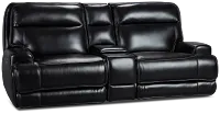 Casey Black Lthr/vinyl Power Reclining Console Sofa