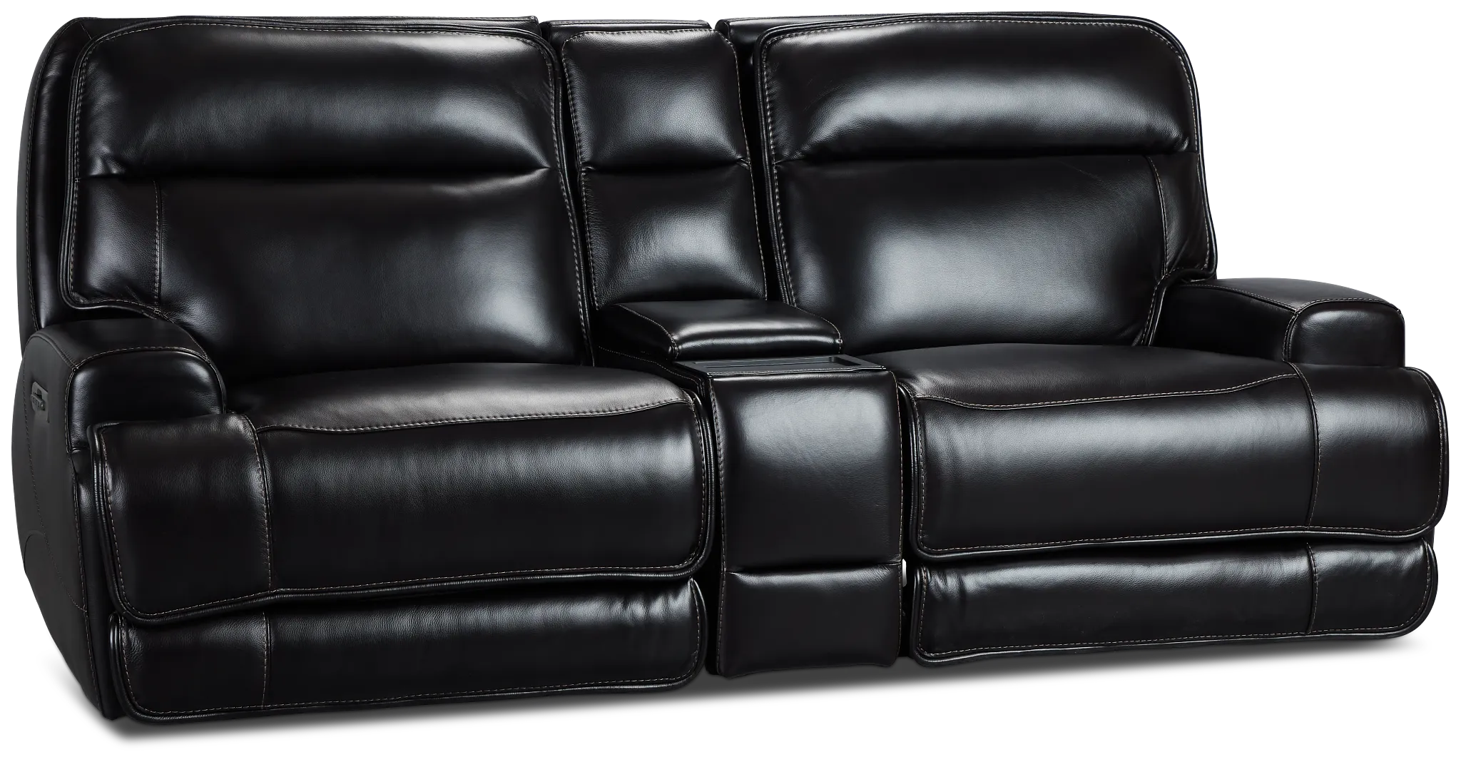 Casey Black Lthr/vinyl Power Reclining Console Sofa