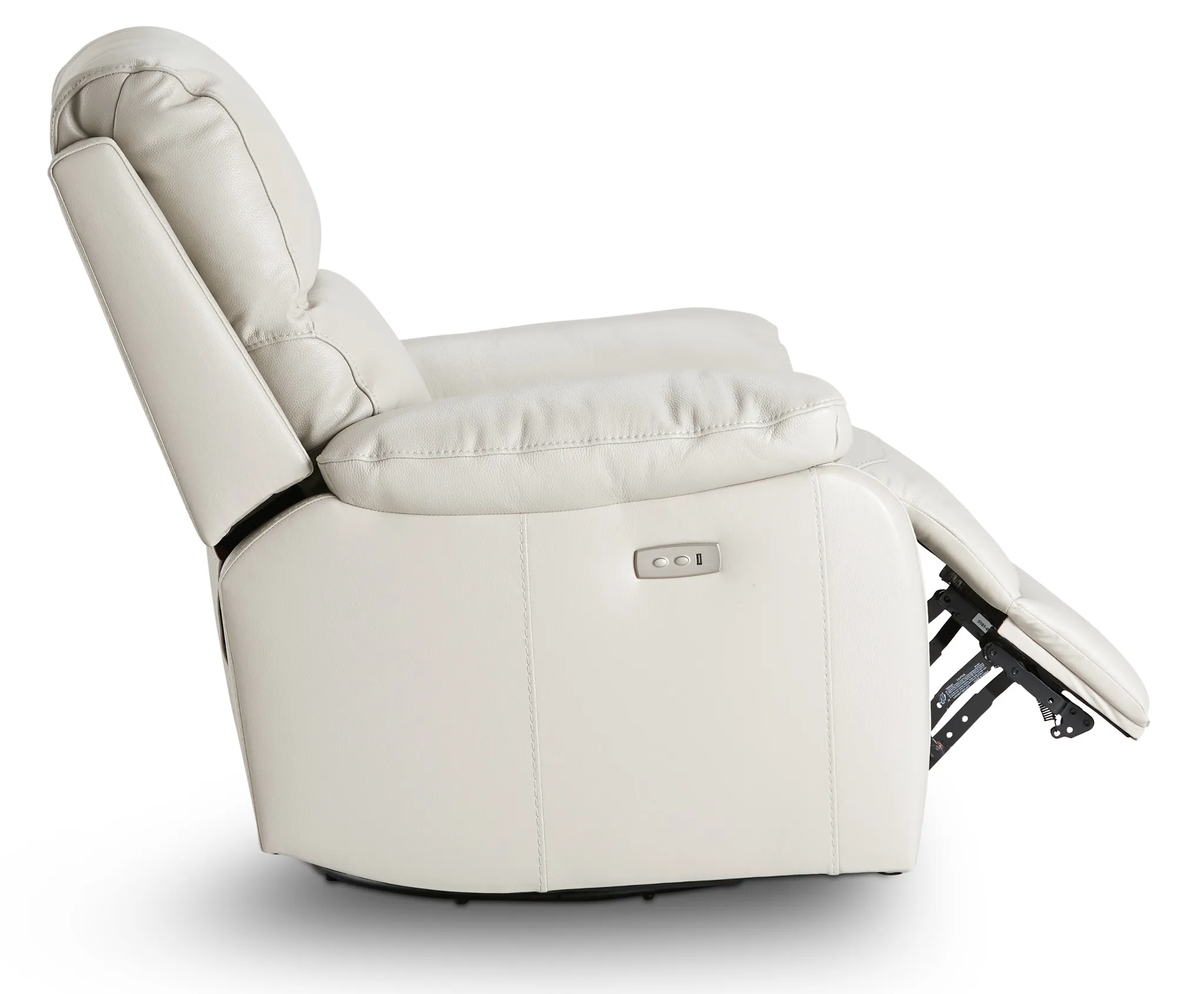 Mason Light Gray Leather Power Swivel Glider Recliner