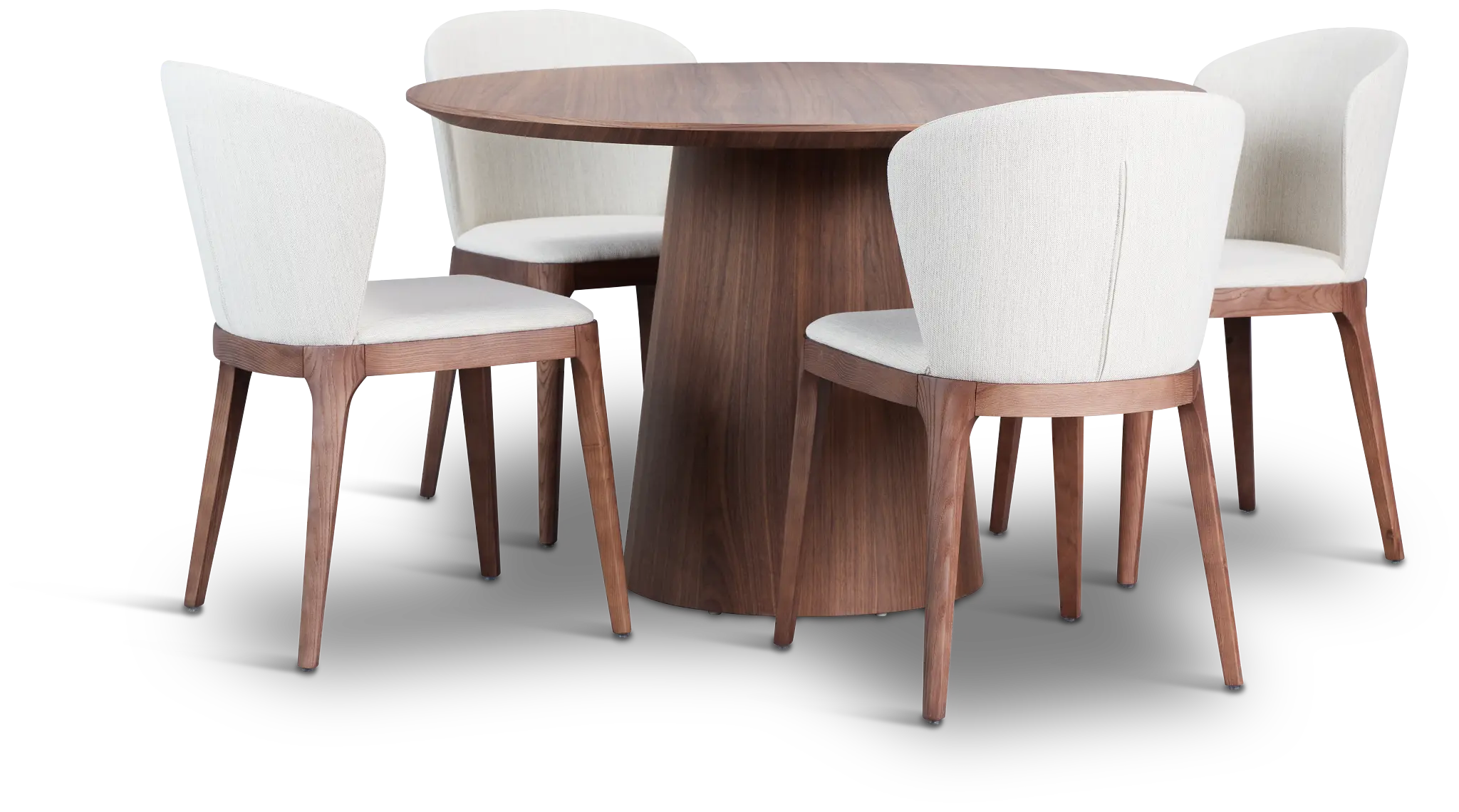 Nomad Mid Tone 59" Round Table & 4 Light Beige Chairs W/mid-tone Legs Nomad Mid Tone 59" Round Table & 4 Light Beige Chairs W/mid-tone Legs