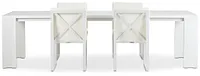 Linear White 110" Aluminum Table & 4 Cushioned Side Chairs