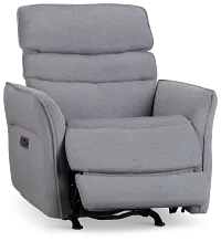 Preston Gray Fabric Power Recliner With Heat And Massage