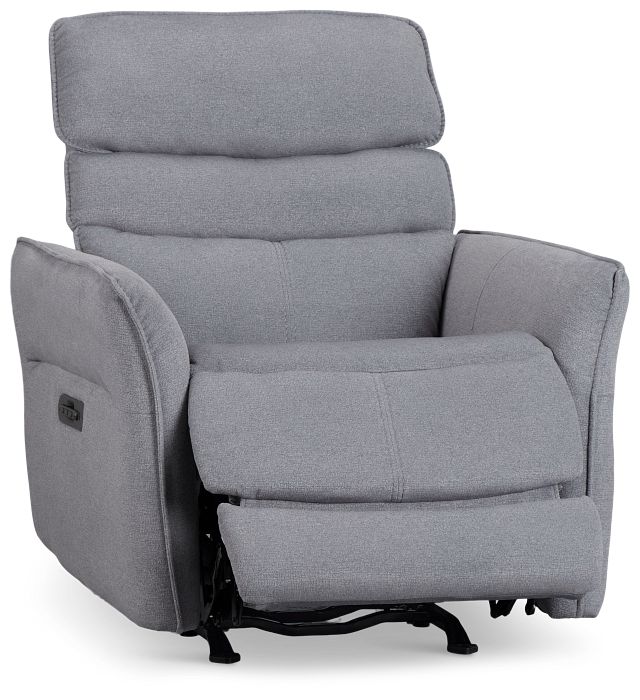 Preston Gray Fabric Power Recliner With Heat And Massage