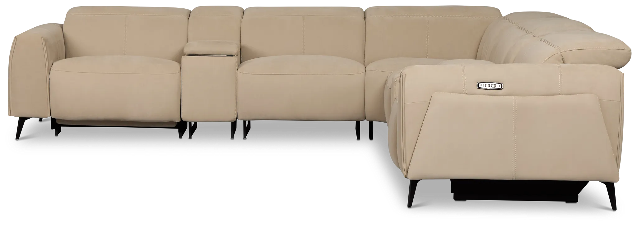 Reyna Beige Micro Large Triple Power Reclining Two-arm Sectional