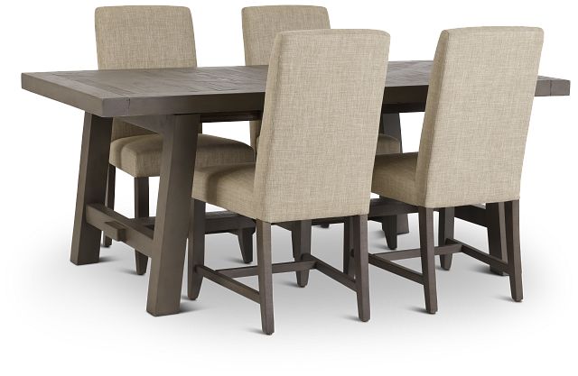 Taryn Gray Rect Table & 4 Upholstered Chairs (5)