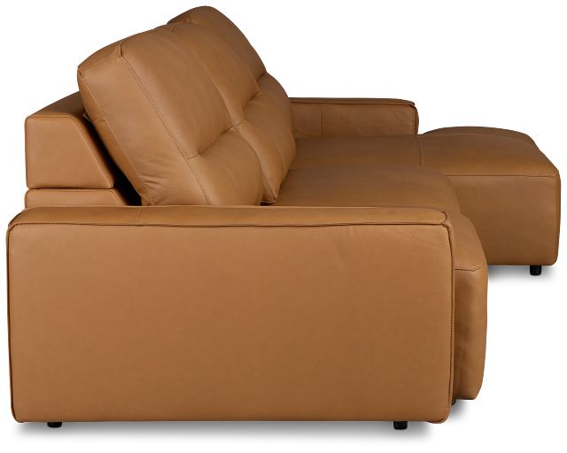 Rudy Brown Lthr/vinyl Right Dual Power Extension Chaise Sectional
