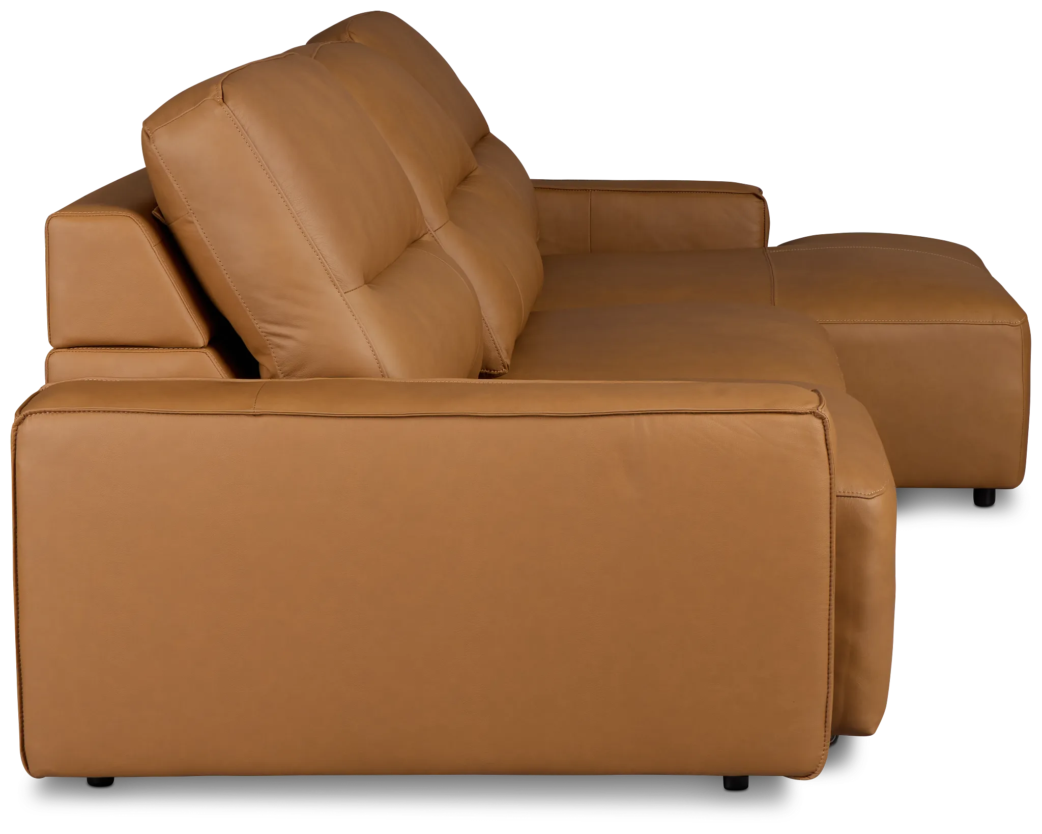 Rudy Brown Lthr/vinyl Right Dual Power Extension Chaise Sectional