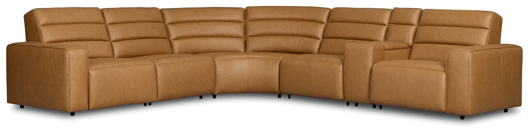 Sawyer Light Brown Micro Medium Triple Power 2-arm Sectional