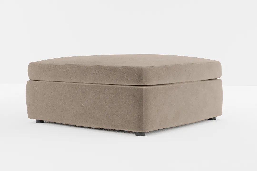 Destin Joya Beige Velvet Cocktail Ottoman