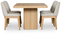 Emory Light Tone Rectangular Table & 4 Upholstered Chairs