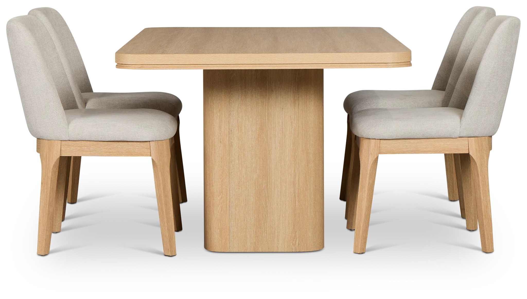 Emory Light Tone Rectangular Table & 4 Upholstered Chairs
