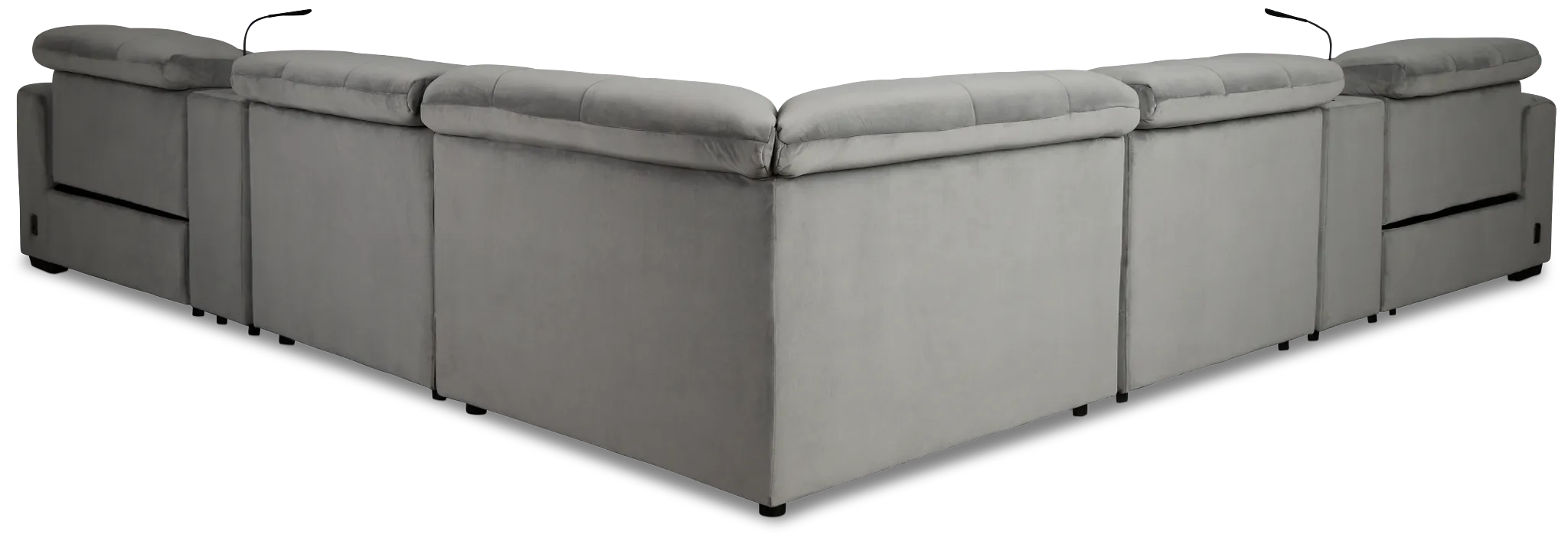 Gemma Light Gray Velvet Large Dual Power Reclining Two-arm Sectional