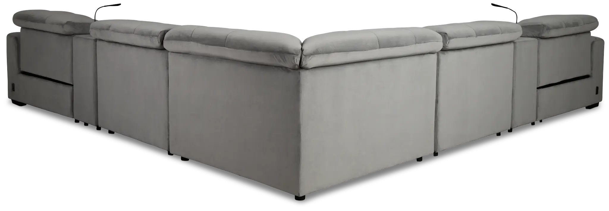 Gemma Light Gray Velvet Large Dual Power Reclining Two-arm Sectional Gemma Light Gray Velvet Large Dual Power Reclining Two-arm Sectional