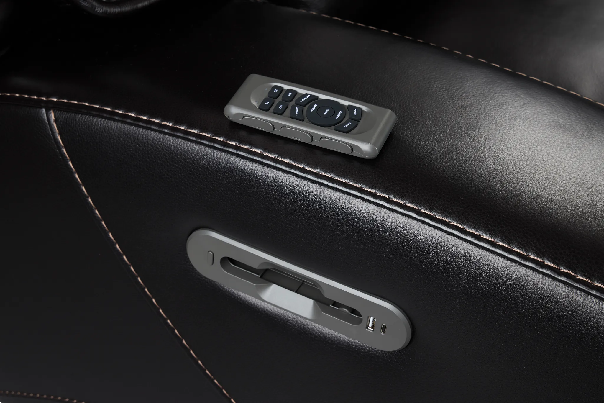 Casey Black Lthr/vinyl Large Dual Power Reclining Two-arm Sectional