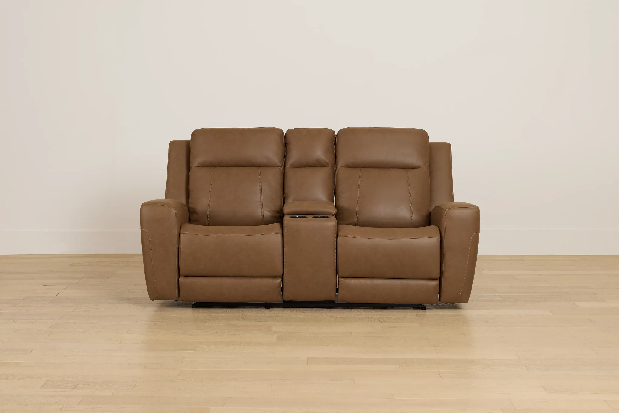 Colton Brown Micro Power Reclining Console Loveseat W/ Power Headrest