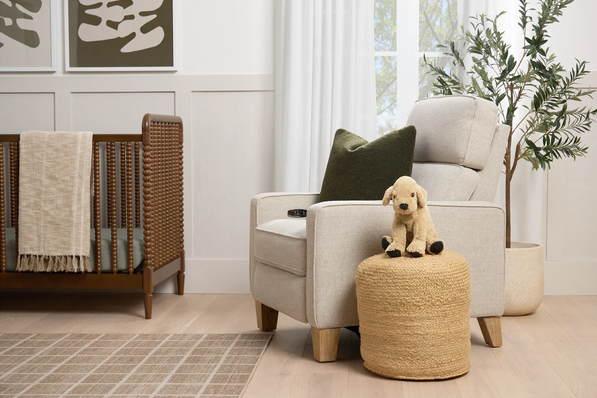 Bayside Light Beige Fabric Power Recliner