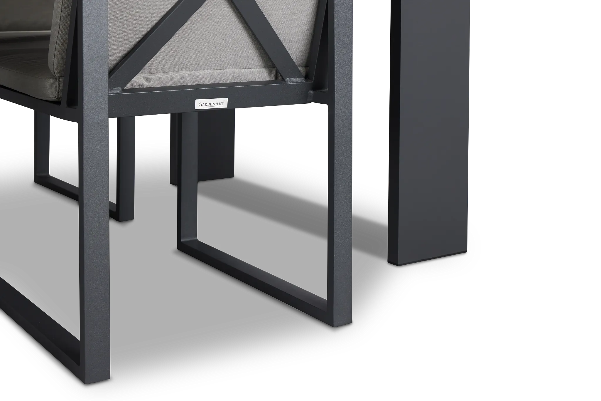 Linear Dark Gray 87" Aluminum Table & 4 Cushioned Side Chairs