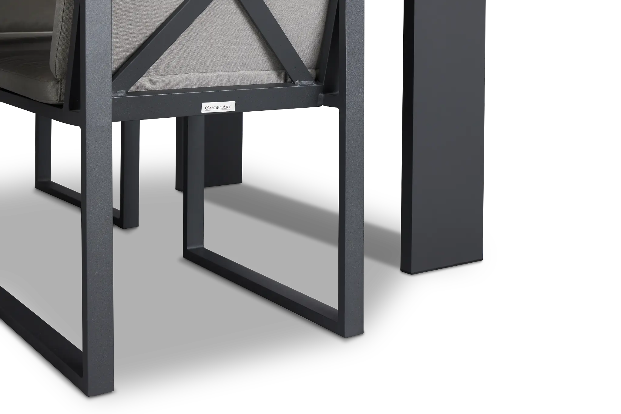 Linear Dark Gray 87" Aluminum Table & 4 Cushioned Side Chairs Linear Dark Gray 87" Aluminum Table & 4 Cushioned Side Chairs