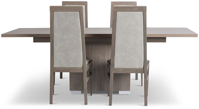 Lucca Gray Rectangular Table & 4 Upholstered Chairs