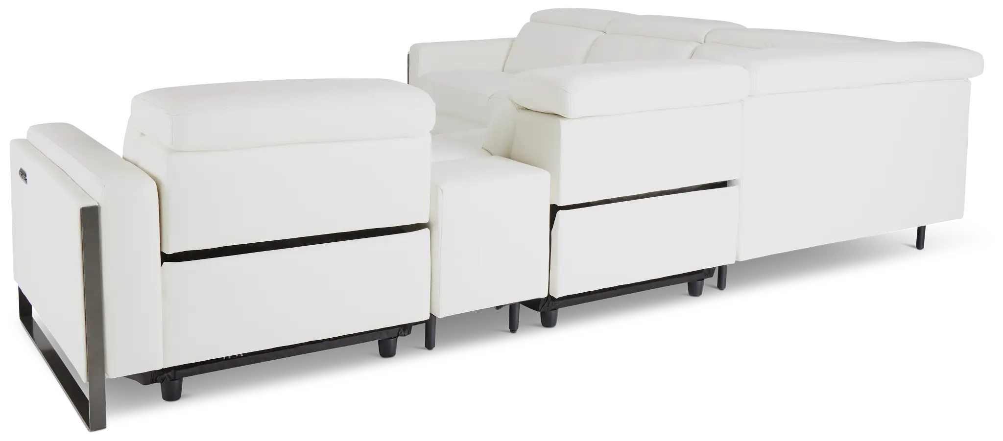 Atlas White Lthr/vinyl Medium Triple Power 2-arm Sectional Atlas White Lthr/vinyl Medium Triple Power 2-arm Sectional