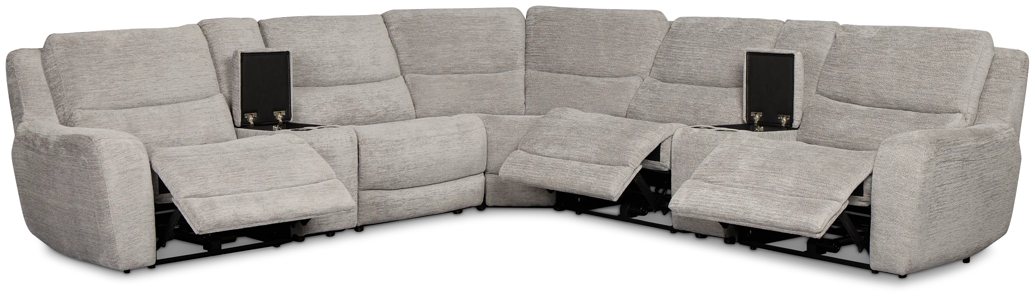 Bennett Gray Fabric Large Triple Power Reclining Two-arm Sectional