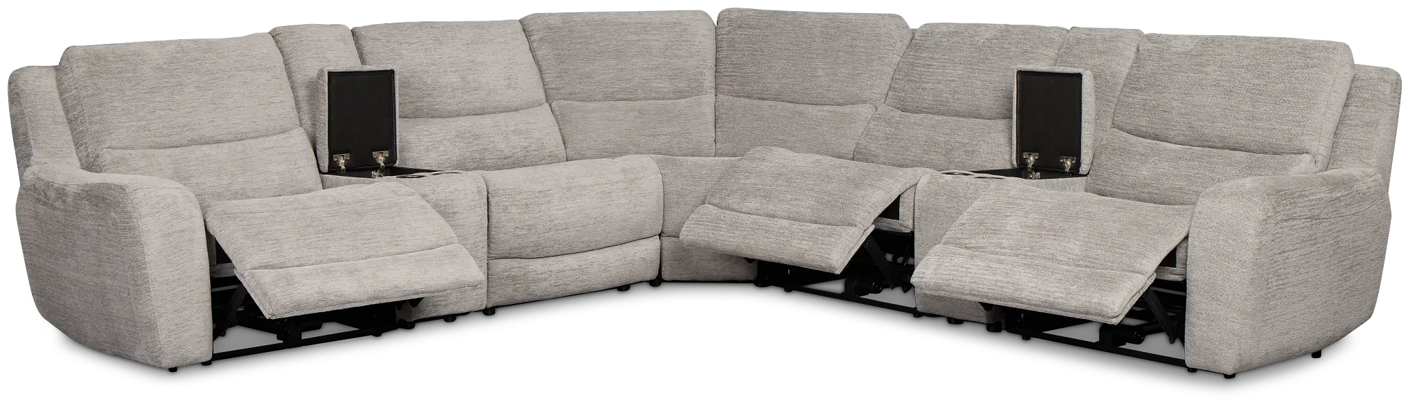 Bennett Gray Fabric Large Triple Power Reclining Two-arm Sectional Bennett Gray Fabric Large Triple Power Reclining Two-arm Sectional