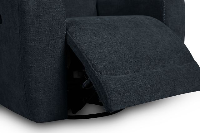 Dean Dark Blue Fabric Power Swivel Glider Recliner