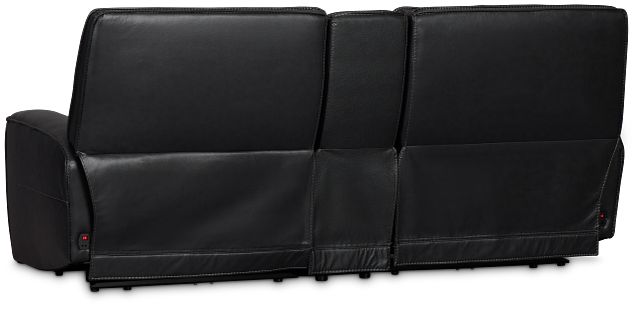 Miles Black Lthr/vinyl 3-piece Dual Power Modular Sofa With Console